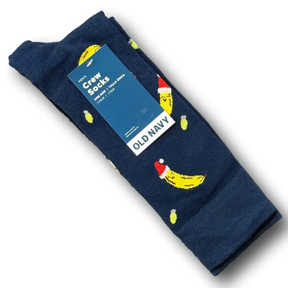 3/$18 Santa Bananas Christmas Holiday Funny Novelty Crew Socks - NWT